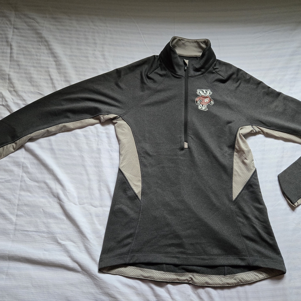 Gray Quarter-Zip Pullover with Logo